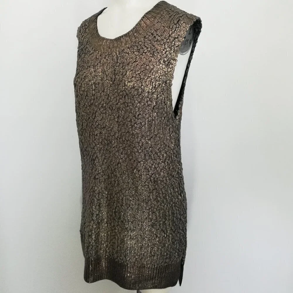 Lelis Sleeveless Tunic Sweater Size M Gold Blue